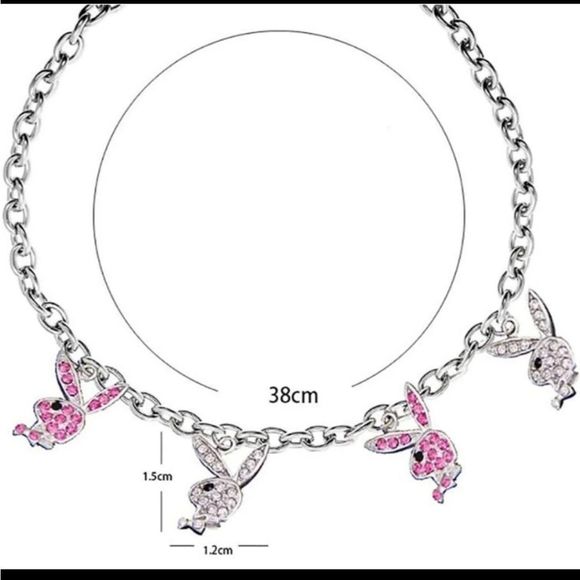 Hypoallergenic surgical metal playboy necklacecheck out matching set of earrings - Picture 2 of 3